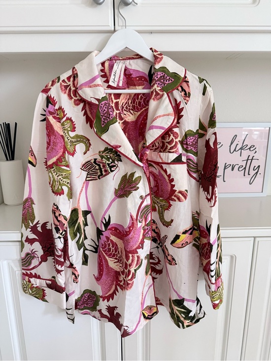 Anthropologie Other - Anthropologie Pink, Green & Cream Floral Button-Up Pajama Top